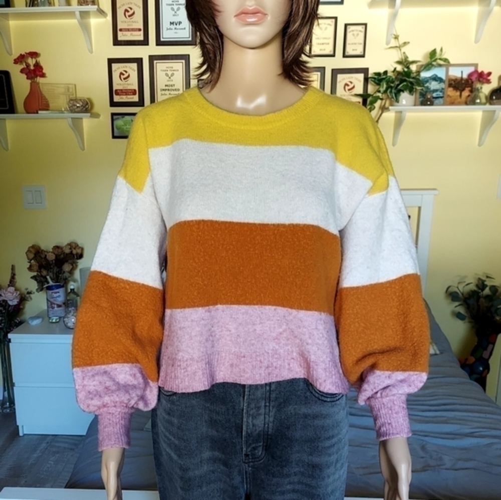 Madewell Striped Oversized Cropped Sweater - Picture 10 of 12